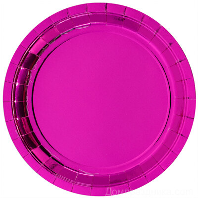 Тарелки блестящие ярко-розовые, 23см 6 шт