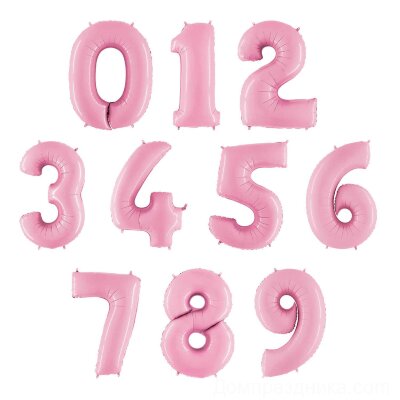 Цифры 0-9 Розовый Пастель 102 см