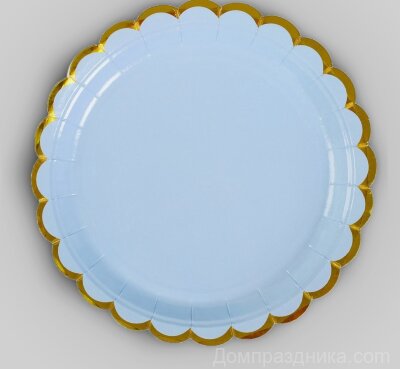 Тарелка бумажная, с тиснением, набор 6 шт., цвет голубой
