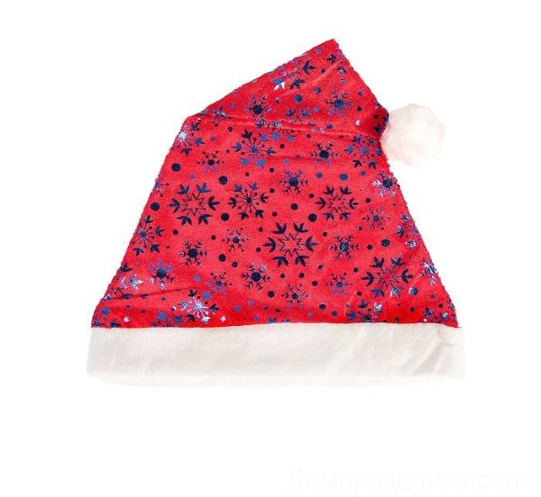 Купить Колпак новогодний "Красный с синими снежинками" 27*40 см в спб по комфортной цене!
