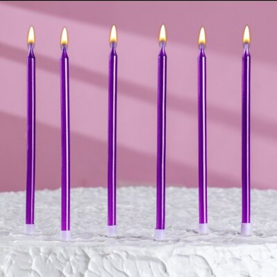 Коктейльные свечи 6шт фиолетовые