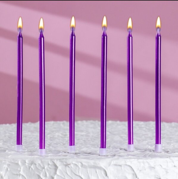 Купить Коктейльные свечи 6шт фиолетовые в спб по комфортной цене!