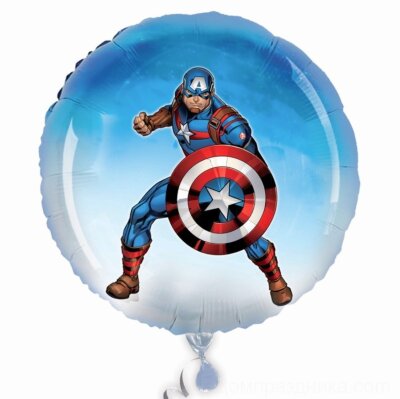 Шар фольгированный Капитан Америка 18", круг