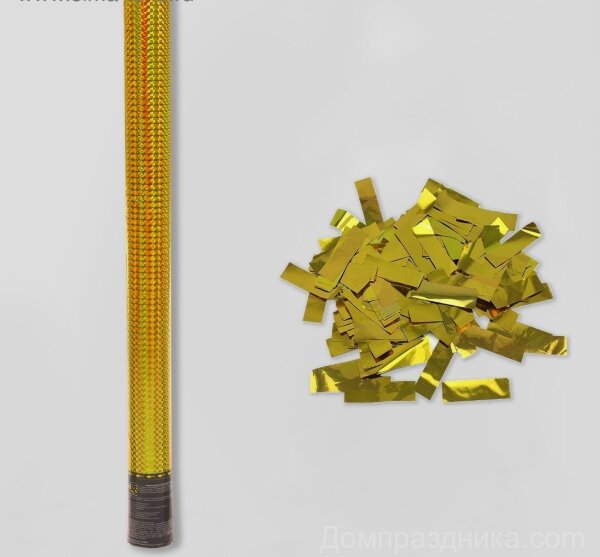 Купить Пневмохлопушка «Голография», 60 см, золотое конфетти в спб по комфортной цене!
