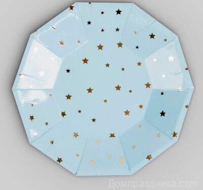 Тарелка бумажная «Звёздочки», набор 6 шт., цвет голубой