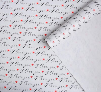 Бумага упаковочная глянцевая Love you, 70 × 100 см